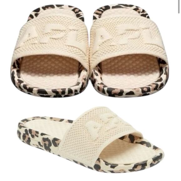 APL Big Logo  Parchment:Leopard Slide Sandals, Size 11. New in Box! - Picture 1 of 16